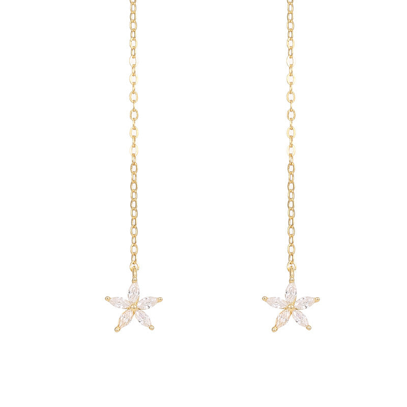 Seoul S925 Silver Long Flower Hanging Earrings