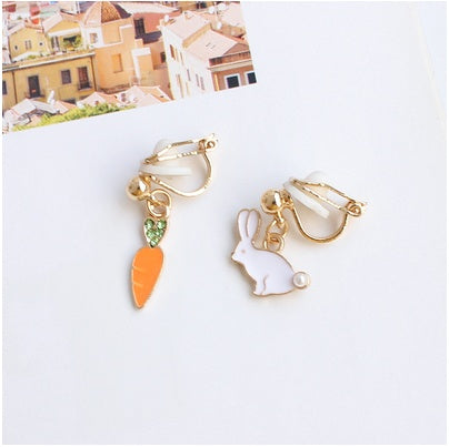 Seoul Asymmetrical Rabbit Carrot Earrings