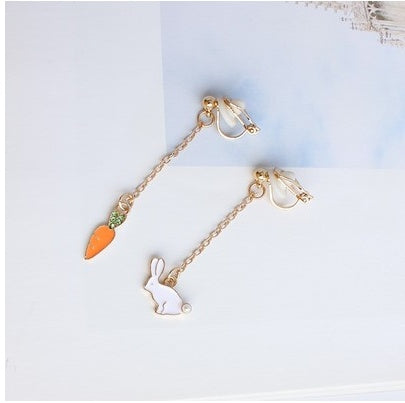 Seoul Asymmetrical Rabbit Carrot Earrings