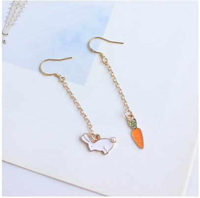 Seoul Asymmetrical Rabbit Carrot Earrings