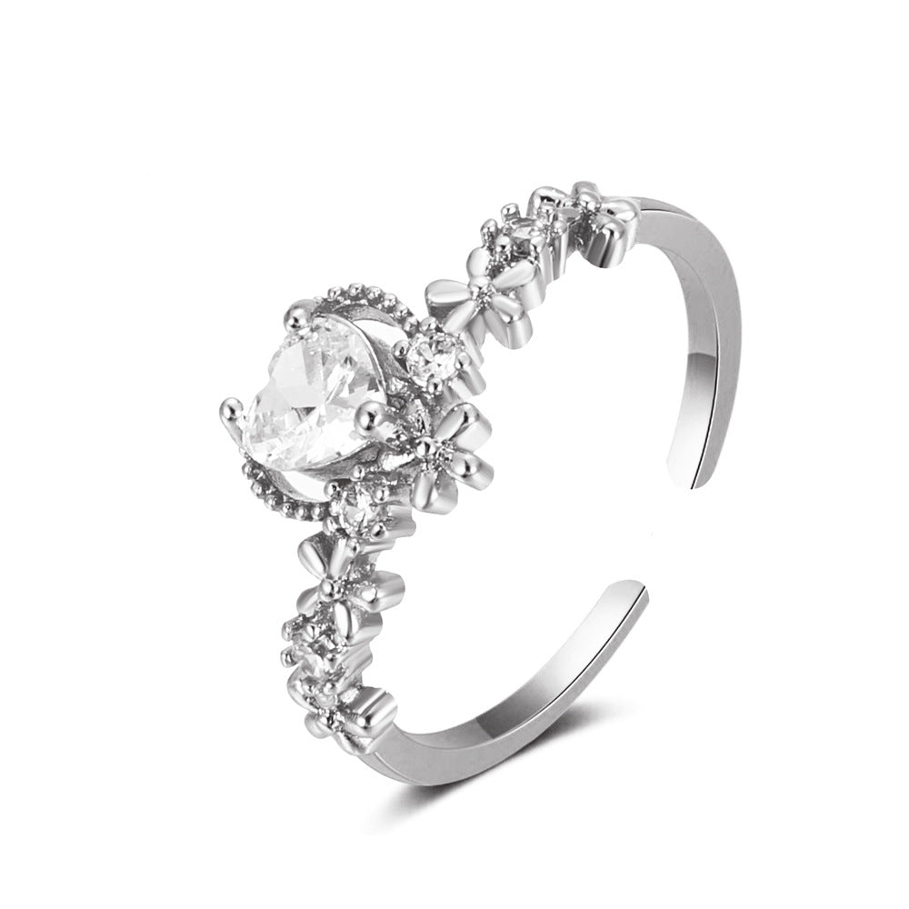 Seoul Retro Diamond Love Flower Ring